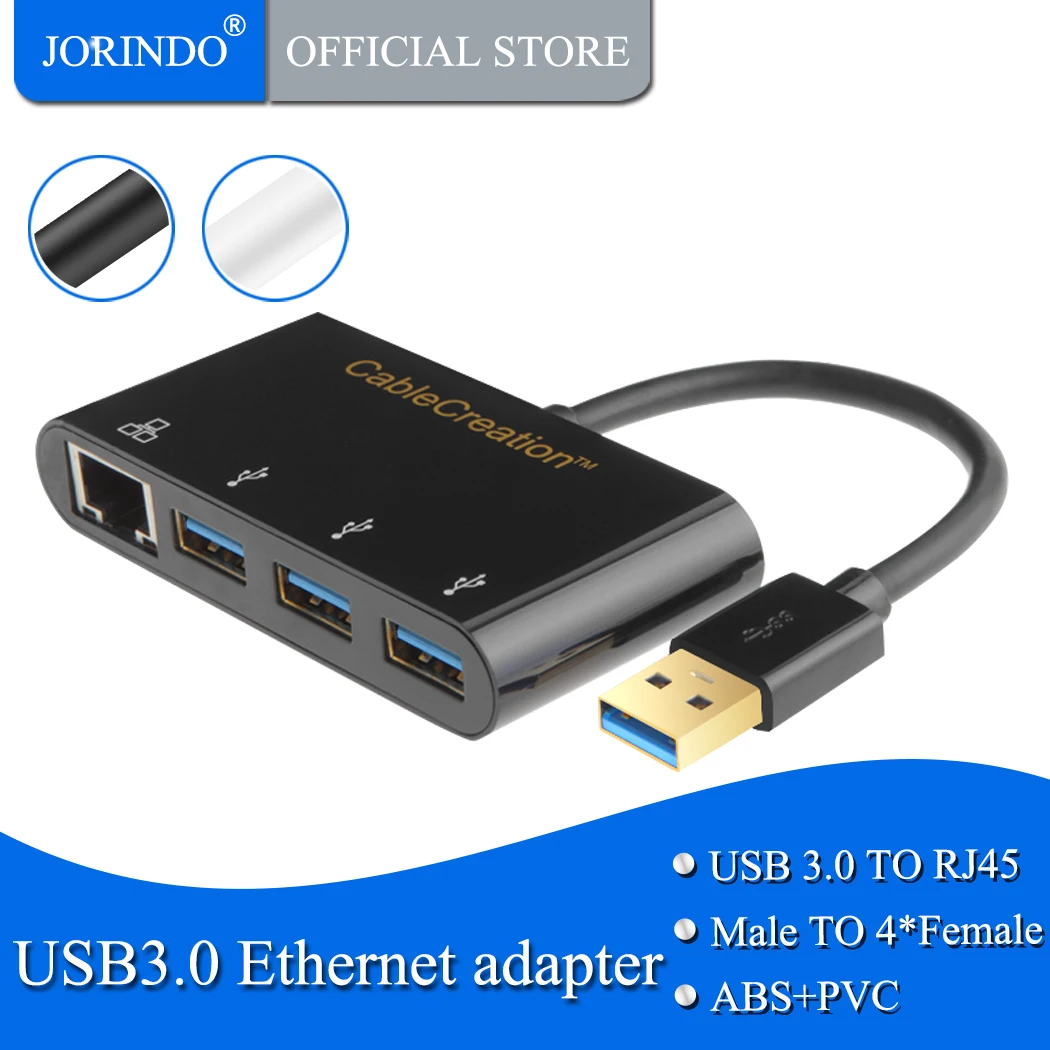 JORINDO 2-в-1 USB3.0+ 3,1 USB-C до 3 портов USB 3,0 концентратор+ гигабитный Ethernet порт адаптер для MacBook и других USB3.0 или устройств типа C