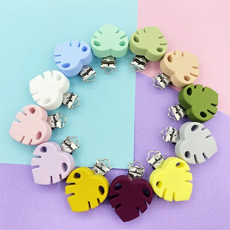 1pcs Perle Silicone Leaves Shaped Clips BPA Free DIY Baby Soother Nursing Dummy Draft Teethiing Toys Clips Teething Toys Silicone Teething Toys Baby Teething Toys