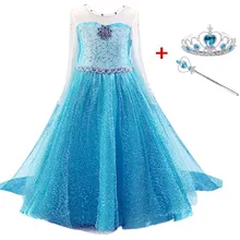 Платье Королевы Эльзы для девочек; карнавальный костюм Эльзы; платье принцессы Анны; детское праздничное платье; Vestido Fantasia; детская одежда Эльзы на Хэллоуин