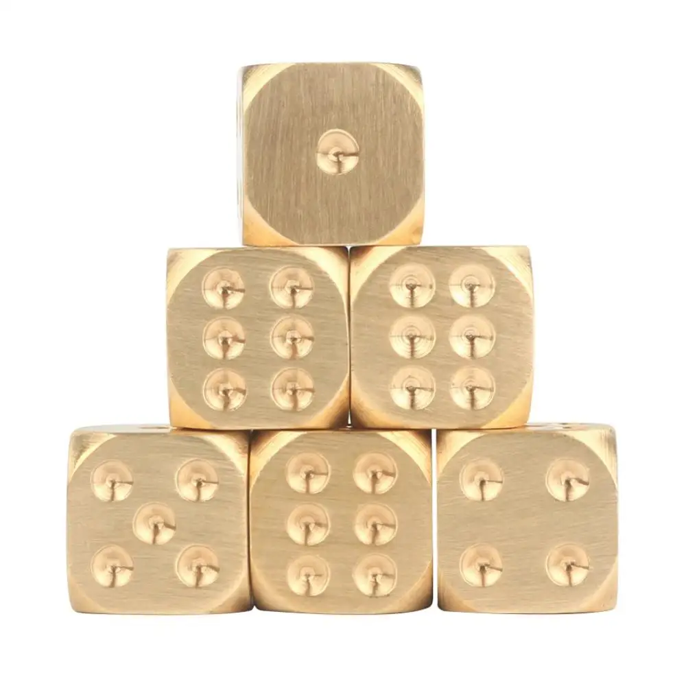 

1 Pc Pure Color Dices Brass Copper Polyhedral Metal Solid Heavy Dice Playing Game Tool