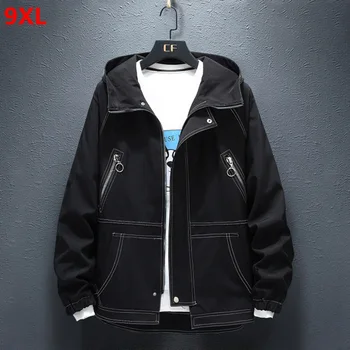 

2019 spring and autumn new men's jacket plus size 8XL casual jacket youth black slim loose jacket male