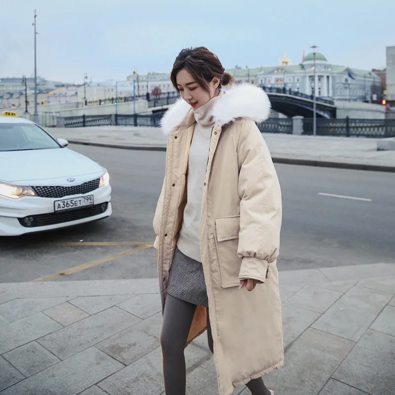 

Winter Women Jacket Long Warm Thicken Parka Cotton Padded Hooded Down Parkas Female Snow Wear Clothing Winter Woman Coat