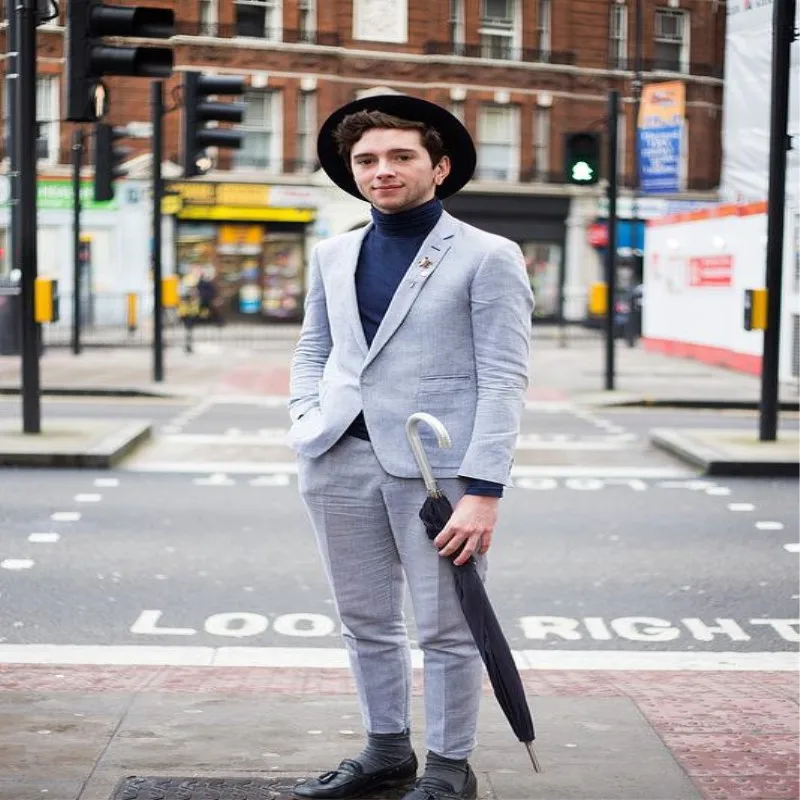 

The latest design trend casual and comfortable men's suit jacket pants light color fashionable wedding dress 2 piece set custom