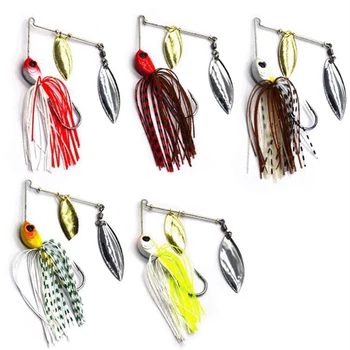 ONE Set 5pcs Fishing Hard Spinner Lure Spinnerbait New Bass Fish Accessories Tools Artificial Fishing Beard bait 1