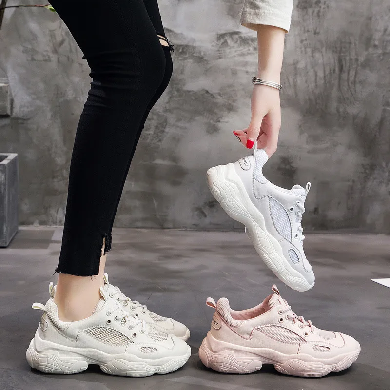 

Network Shoes Women's 2019 Spring New Style round-Toe Korean-style WOMEN'S Shoes Trend Sports Footwear Versatile Breathable Dad