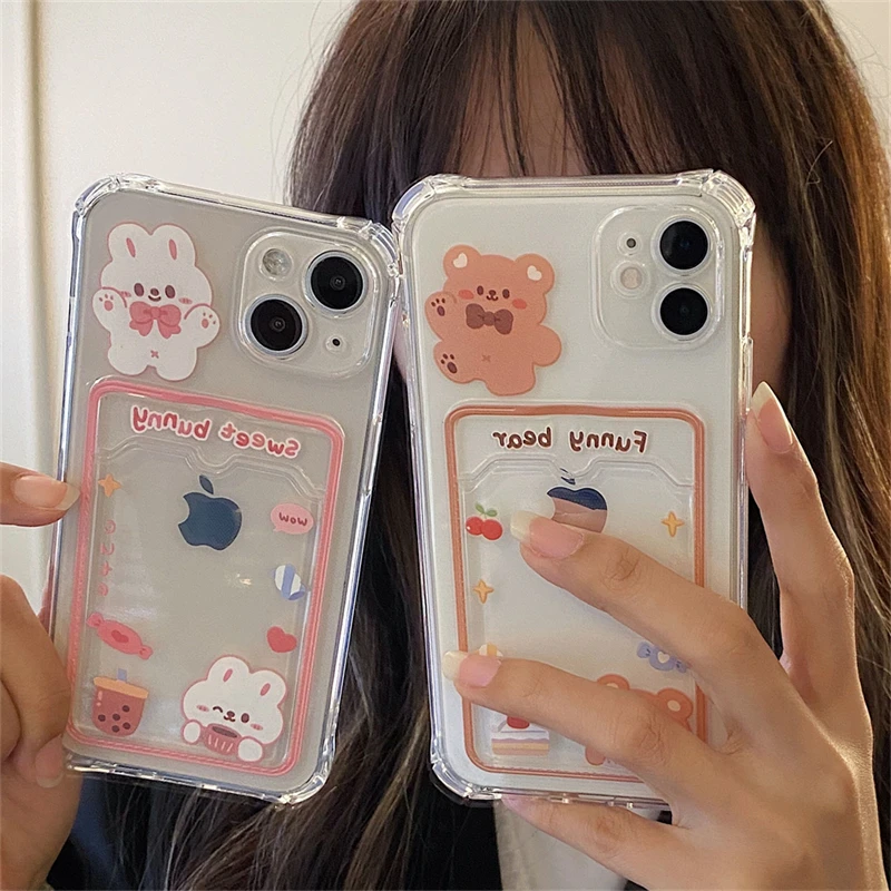 Cute Cartoon Card Slot Bag Phone Case Iphone  Iphone 13 Pro Max Cartoon  Cases - Cute - Aliexpress