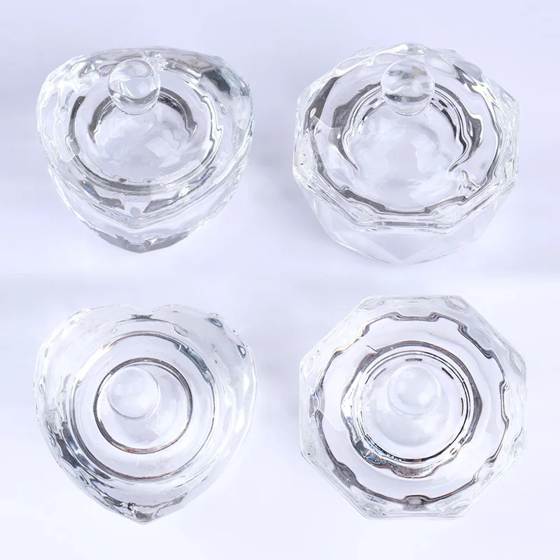 1 шт. стакан из прозрачного стекла порошок контейнер для жидкостей смешанный в форме сердца прозрачный мини-чаша Dappen Блюдо для дизайна ногтей DIY Инструменты для дизайна