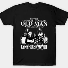 Никогда не стоит недооценивать старый человек, который слушает LYNYRD футболка для Для мужчин SKYNYRD футболка черный Для мужчин S6XL