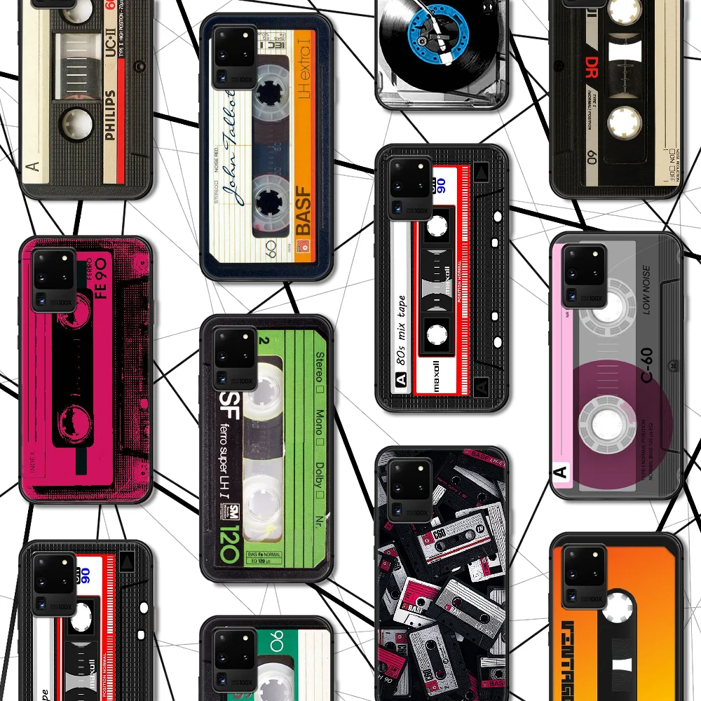 Classical Old Cassette Phone Case For Samsung Galaxy S 6 7 8 9 10 E 20 UITRA FE 21 Edge Note Plus black Hoesjes Fashion | Мобильные