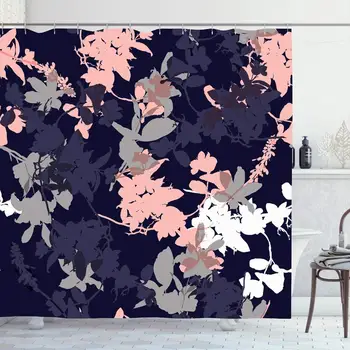 

Shower Curtain Set with Hooks 72x78 White Botany Hand Lab Spring Branch Drawing Beauty Abstract Vintage Drawn Wild Blossom Retro