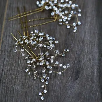 

Vintage Copper Gold Wedding Hair Pins Clips Crystal Rhinestones Headpieces Bridesmaids Hairpins Bride Accessories Bridal Jewelry