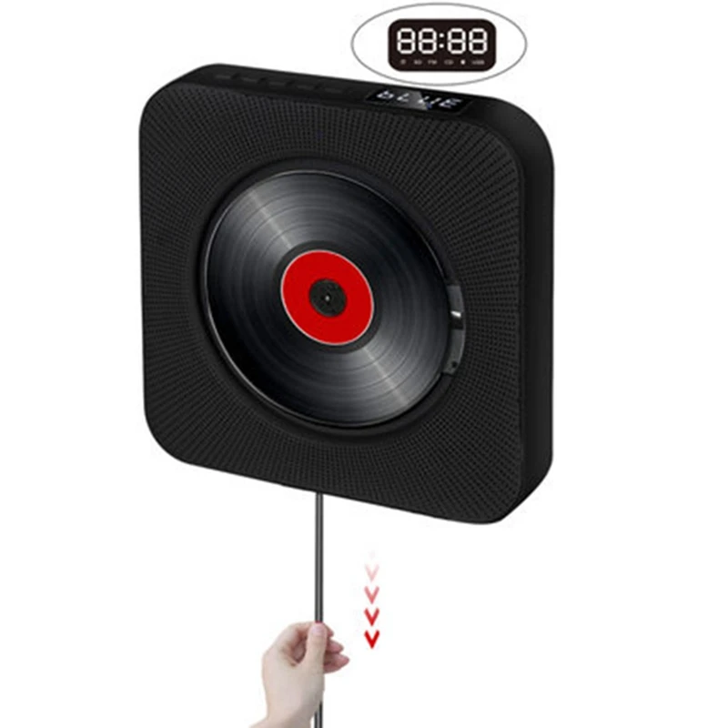 CD Player Wall Mountable Bluetooth EU Plug Audio Boombox HDTV 1080P Home with Remote Control and FM Radio and Timer USB and AV O