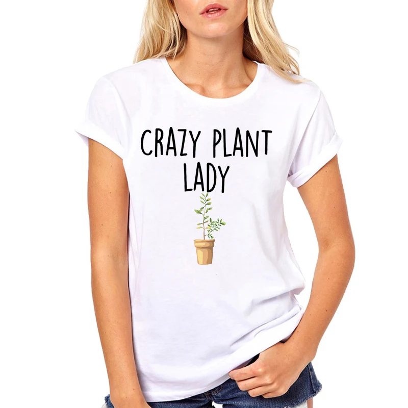 

Women Clothes Crazy Plant Lady Cute Summer Flower Printed Fashion Ladies Woman Harajuku Punk Top Tee Shirt T Female T-shirt