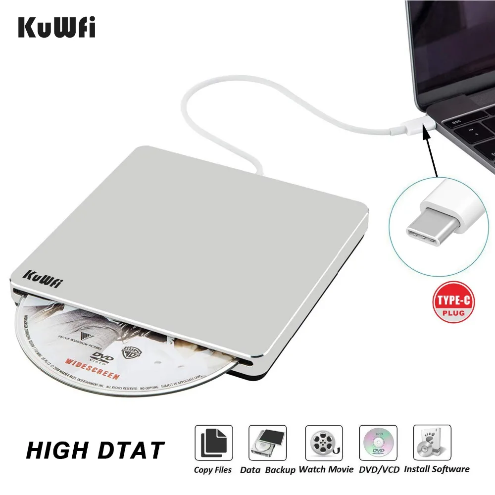 

Automatic Inhalation USB-C External Drive Burner DVD CD VCD Reader RW Rewriter Writer Player For Laptop/Desktop Windows MAC OS