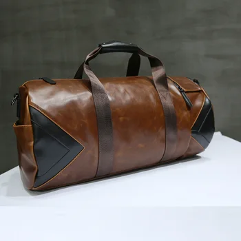 

2020 New Vintage Leather Men's Luggage Men's Leather Large Capacity Travel Bag Multifunction Shoulder Bag Weekend Bag