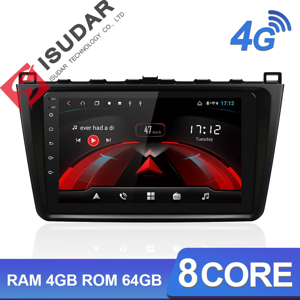 Isudar H53 4G Android 1 Din Авто Радио для Mazda 6 2 3 GH 2007-2012 Автомобильный мультимедийный gps 8 ядерный ram 4 Гб rom 64 Гб Камера DVR DSP