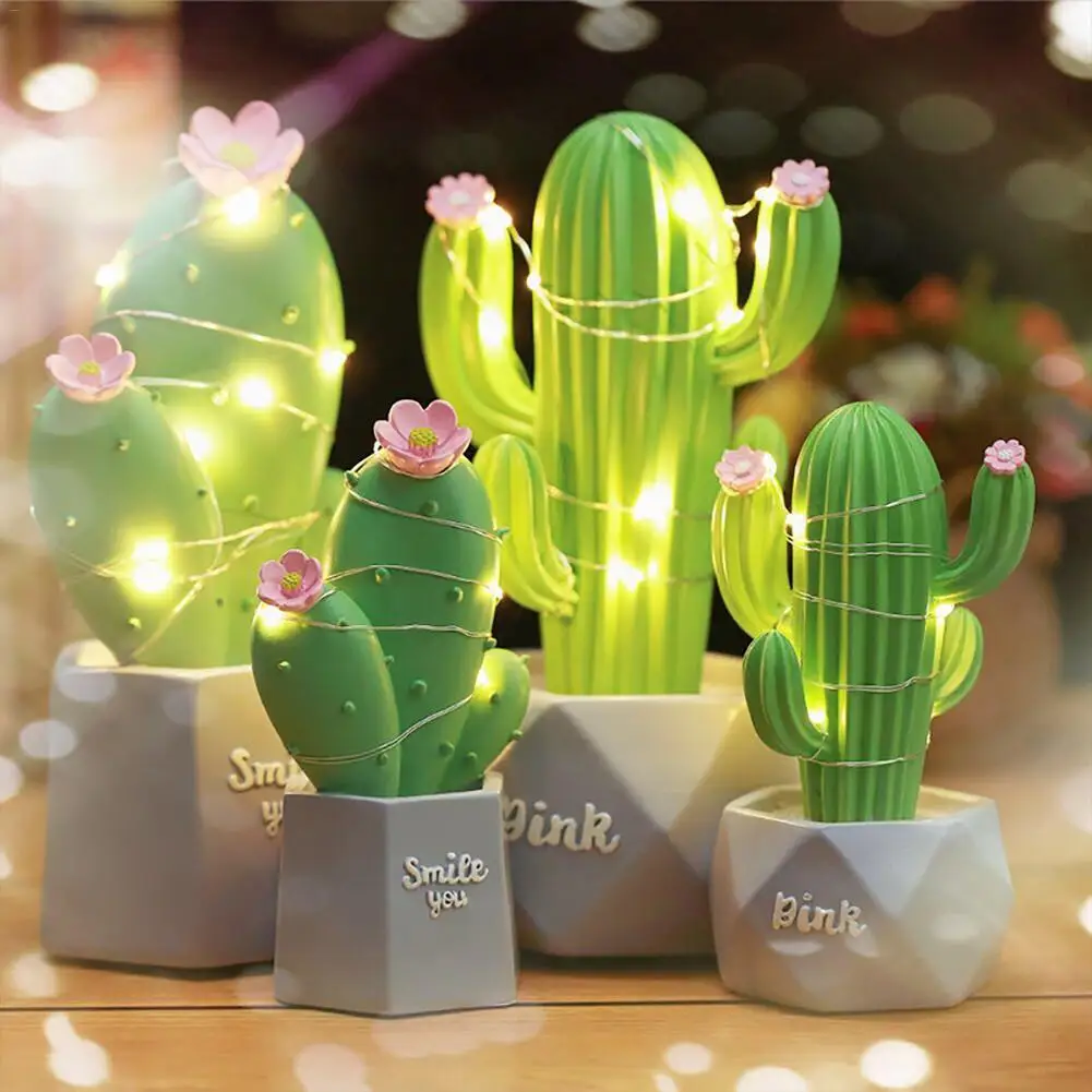spoel klassiek zeevruchten Romantic Cactus Led Night Light Cute Table Lamps Baby Kids Bedroom Decor  Night Light Crafts Home Decoration Lighting _ - AliExpress Mobile