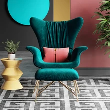 Luxury Modern Design Fabric Velvet Green Orange High Back Accent Chair Armchair Chaise Lounge Leisure Chair Living Room Chairs