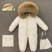 Температуру до-30 градусов, Детский пуховик детская зимняя куртка реального большой меховой воротник для маленьких мальчиков для девочек Комбинезон, теплое платье из плотной ткани, зимний комбинезон Z693