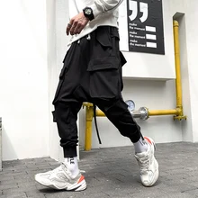 Новые осенние брюки мужские модные однотонные повседневные брюки с несколькими карманами мужские уличные дикие хип-хоп свободные комбинезоны мужские S-2XL