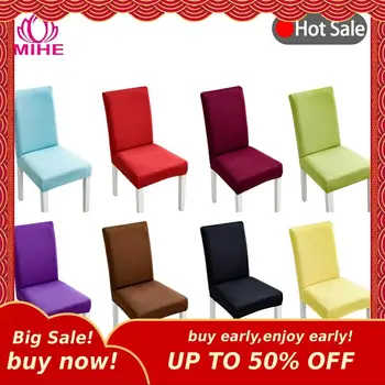 

MIHE Modern Plain Color Universal Chair Cover Spandex Stretch Elastic Dining Seat Cover china green black polyester Chair Covers