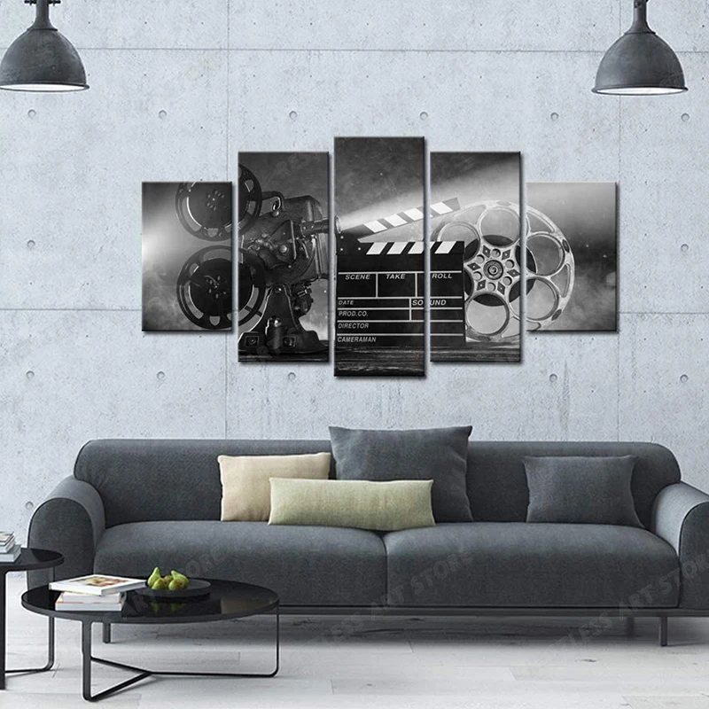 Movie Theater Vintage Film 5 Piece canvas Wall Art Print Poster Home Decor 