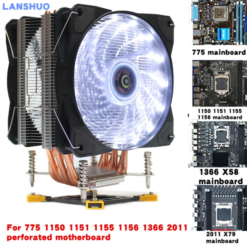3/4PIN RGB светодиодный Процессор кулер 6-Heatpipe 12V(12 см); 2-вентилятор охлаждения радиатора для LGA 775 1150 1151 1155 1156X58 1366X79 2011 - Цвет лезвия: White