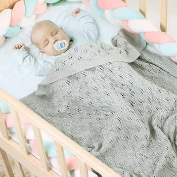 

New 2020 Autumn Winter Infant Baby Boy Girl Leaf Hollow Out Knit Blanket Newborn Baby Quilt Boys Girls Cotton Hold Blanket