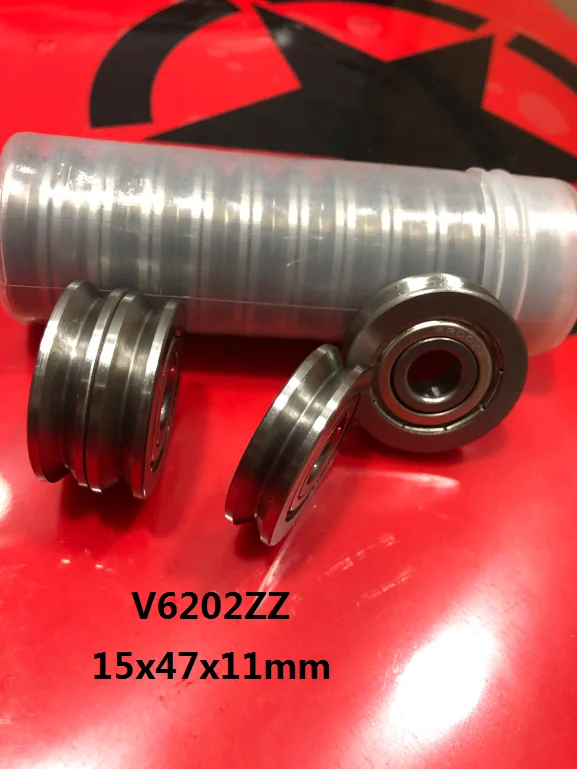 10 шт. V6202ZZ V 6202 ZZ 6202VV 15x47x11 мм V groove шарикоподшипник Руководство колесо опорного катка шкив подшипник 15*47*11