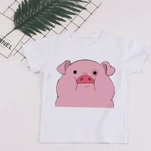 

Pink Pig Latest Cute Toddler Short Sleeve Cartoon Anime Print Pattern Girls Clothes Casual Funny Clothing Printing