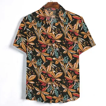 

Men's Slim fit Flower Printed Shirts Male Short Sleeve Floral Shirt Men Basic Tops Casual Plus Size Shirts Men's Floral Shirt
