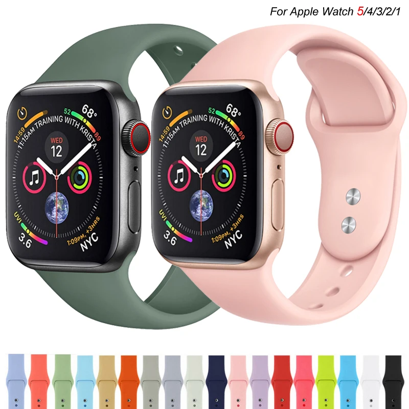 Мягкий силиконовый сменный спортивный ремешок для Apple Watch 5 4 3 2 1 38 мм 42 мм ремешок для часов Iwatch series 4 40 мм 44 мм