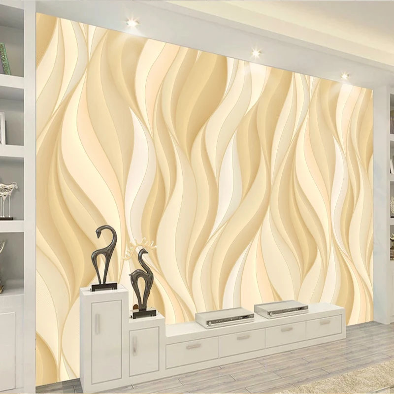 3D European Golden Wave Line Geometric Figure TV Backdrop Wall Mural Hotel Living Room Luxury Photo Wallpaper 3D Wall Covering