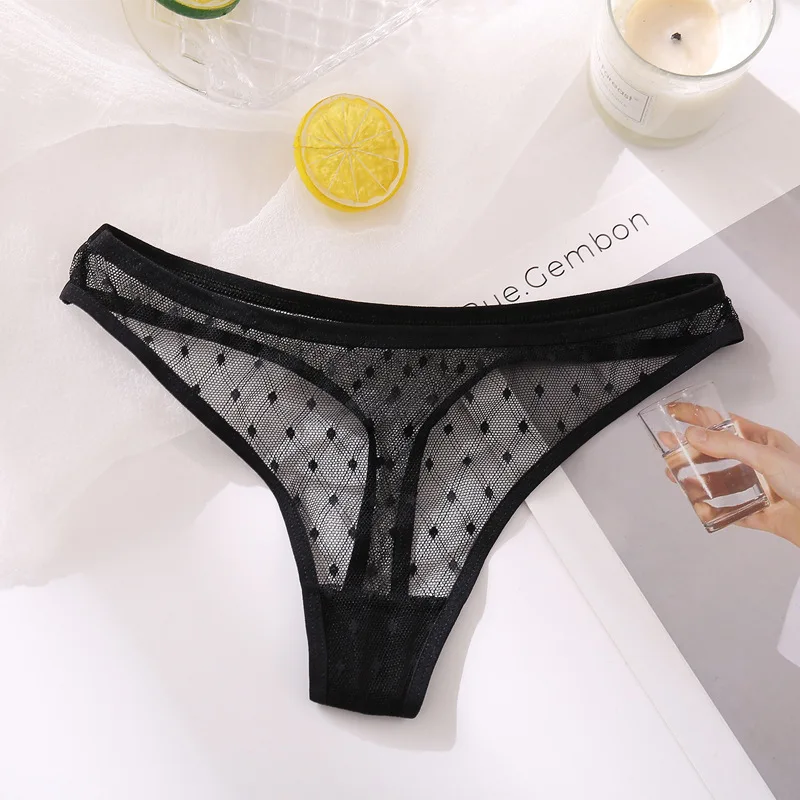 Women's Panties Sexy g-string Net yarn Thongs Low-waist Hollow Out T-back Female underwear Lingerie Knickers penetration