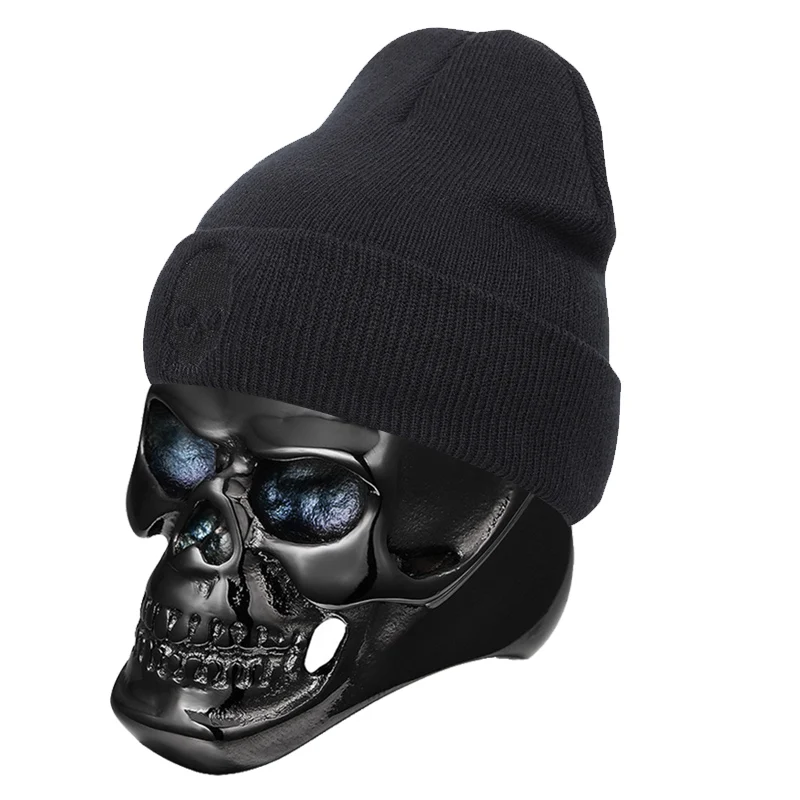 Черный Кепки мужские шапка мужская зимняя Унисекс Bone beanie вязаная шапка зимние шапки Skullies& Beanies в стиле черепа для мужчин и женщин Теплая Зимняя кепка - Цвет: Черный