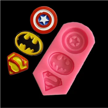 

3D Captain America Shield,Batman,Superman Shape Silicone Mold Cookie Fondant Cake Molds DIY Kitchen Baking Tools