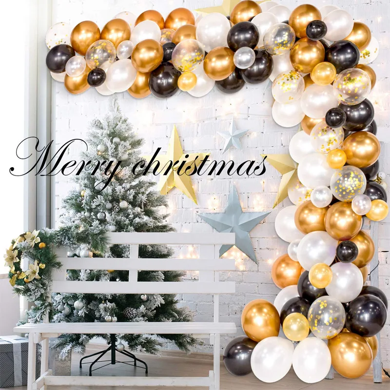 120pcs/set White Gold Black Latex Balloons Garland Arch Kit Confetti Birthday Wedding Baby Shower Anniversary Party Decoration | Дом и сад