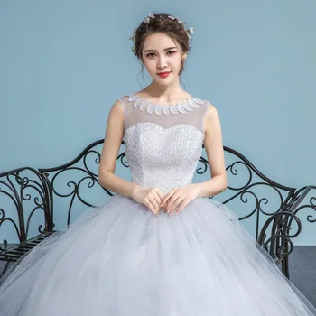 

Wholesale Korean Lace Up Ball Gown Fashion Classic Wedding Dresses Customized Plus Size Bridal Dress Pakaian Pengantin