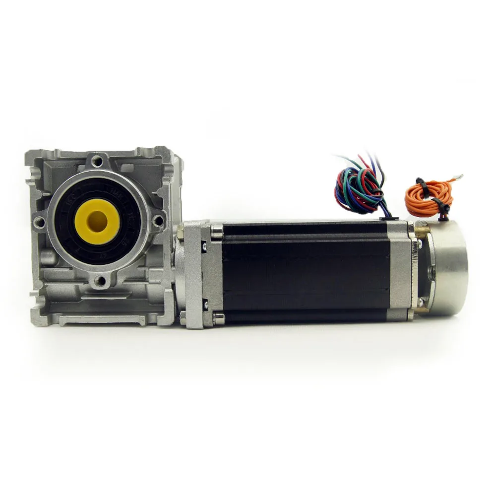 Nema23 Stepper Motor 3.5NM(500oz-in) with brake and worm Gearbox 5:1/7.5:1/10:1/20:1/25:1/30:1/40:1/50:1/60:1/80:1 output shaft |