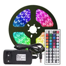 RGB Светодиодная лента светильник RGB 5050 SMD 2835 гибкая лента fita светодиодный светильник RGB 5 м 10 М лента диод DC 12 В адаптер дистанционного управления