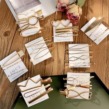 

New Fashion 3/4 Pcs/set Ins Wind Alloy Geometric Hairpin Geometric Rhombus Barettes Duckbill clip Hair Clip Hair Accessories