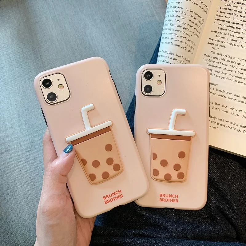 3D стерео милый молочный чай чехол для телефона iPhone 6 7 8Plus X XR XSMAX 11 11Pro 11Promax TPU