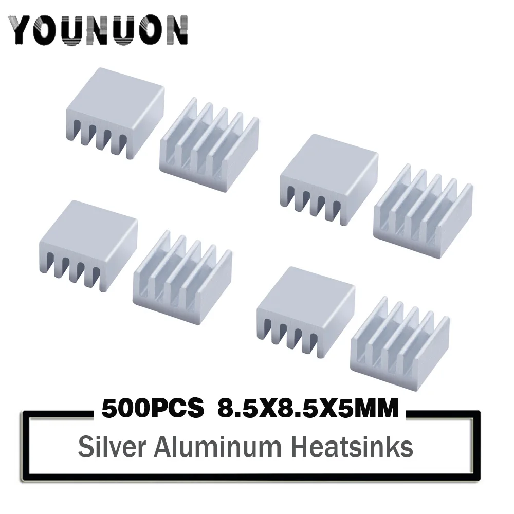 

500Pcs YOUNUON 8.8*8.8*5mm Heatsink Cooling Aluminum Heat Sink for Raspberry Pi, Chip, LED, Power IC Transistor, Module PBC