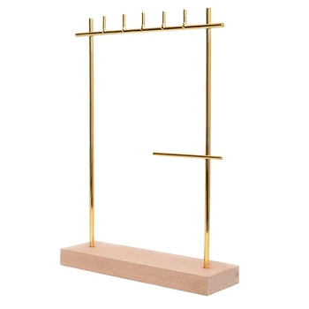 

Solid Wood Metal Earrings Display Holder Necklace Pendant Display Stand Jewelry Display Holder Bracelets Display Rack