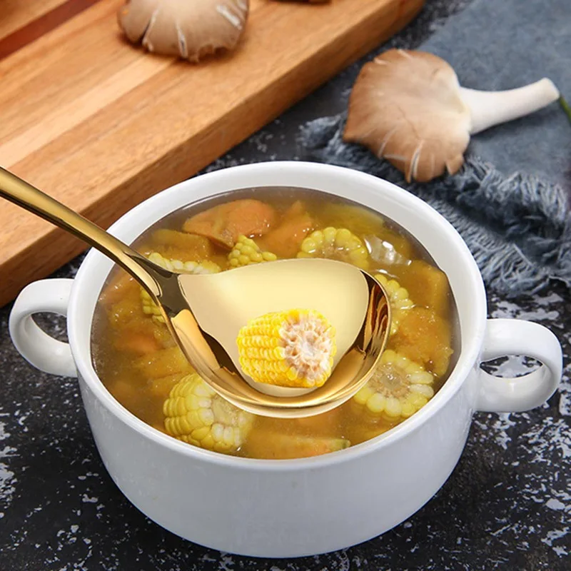Круглая ложка с длинной ручкой, красочные ложки из нержавеющей стали, столовые приборы, питьевые инструменты, кухонный гаджет, кофейная фруктовая чайная ложка