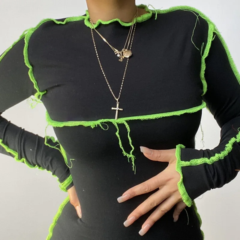 

Casual Long Sleeve Dress Women Fashion O Neck Sexy Slim Women's Mini Dress Winter 2020 New Skinny Bodycon Clubwear Female Hot