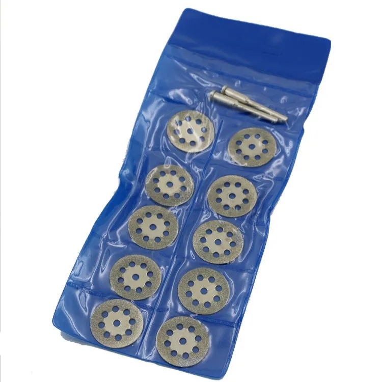 New 10Pcs 22mm Mini Sharp Diamond Cut Off Rotary Tool Cutting Disc Disks DIY Tools Accessories For Dremel with 2Pcs rod DT017