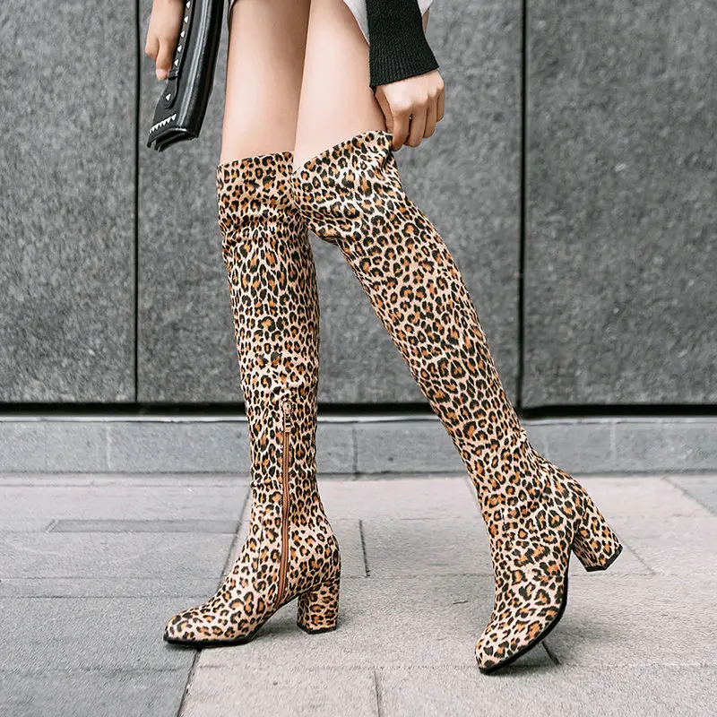 

2019 Faux Suede Fashion Knee High Boots Women's Winter Boots Thick High Heels Long Boots Round Zipper Spring Autumn Shoes Woman