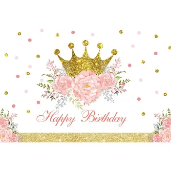 

Little Princess Happy Birthday Backdrop Royal Sweet Girls Crown Background Baby Shower Birthday Party Decor Photo Booth Props