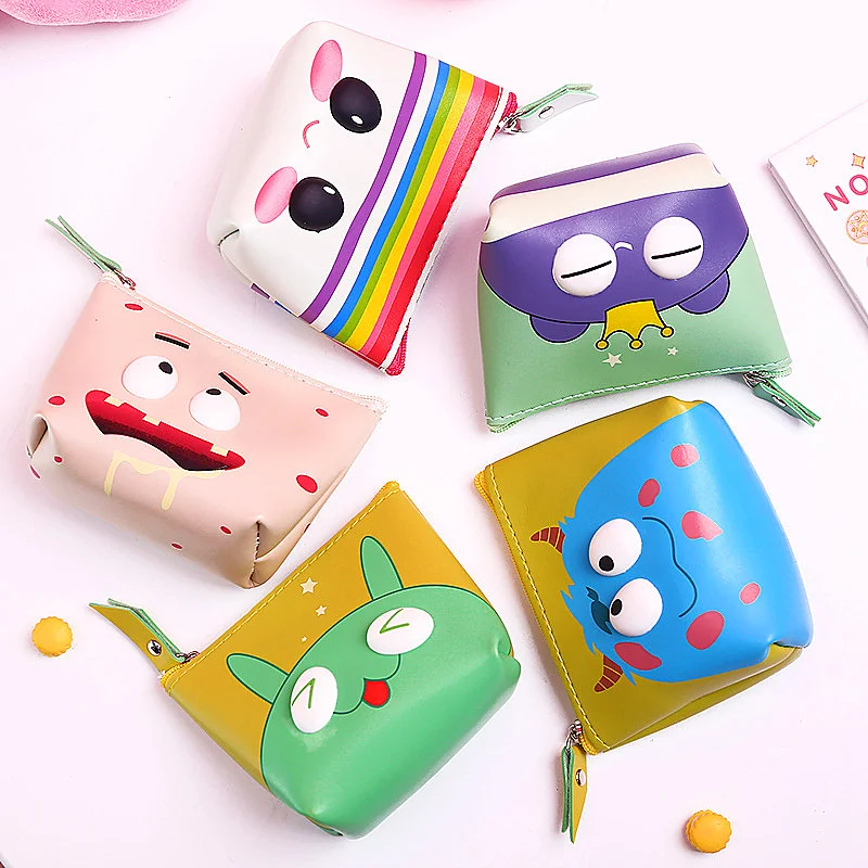 

Cartoon 3D Coin Storage Bag PU Waterproof Organizdor Keys Earphone Organizer Cute Women Handbag Coin Purse Sundries Storage Box